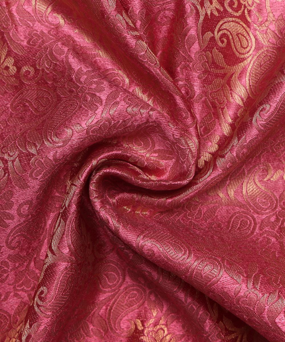 Rose Pink Colour Paisley Brocade Silk Fabric