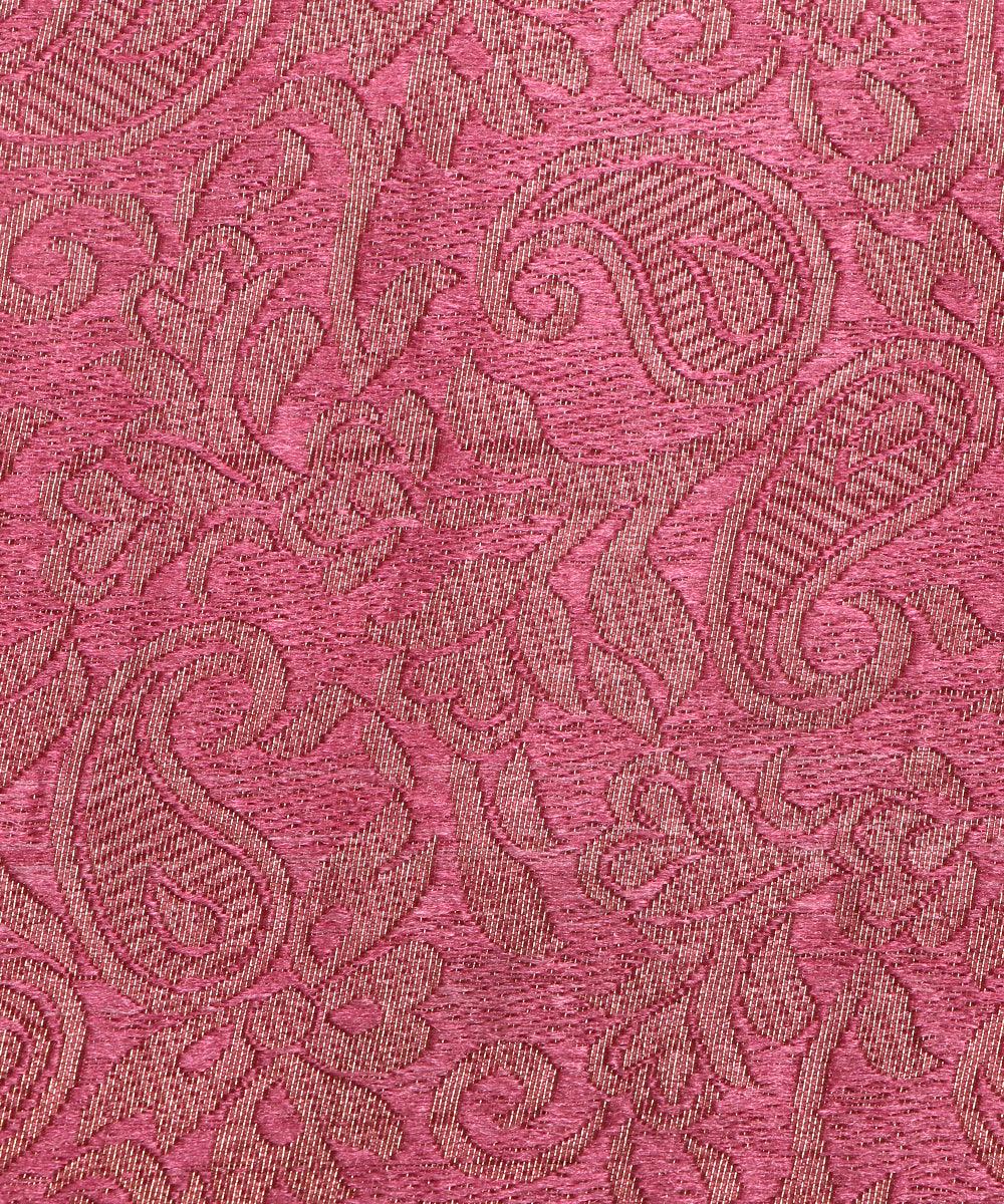 Rose Pink Colour Paisley Brocade Silk Fabric