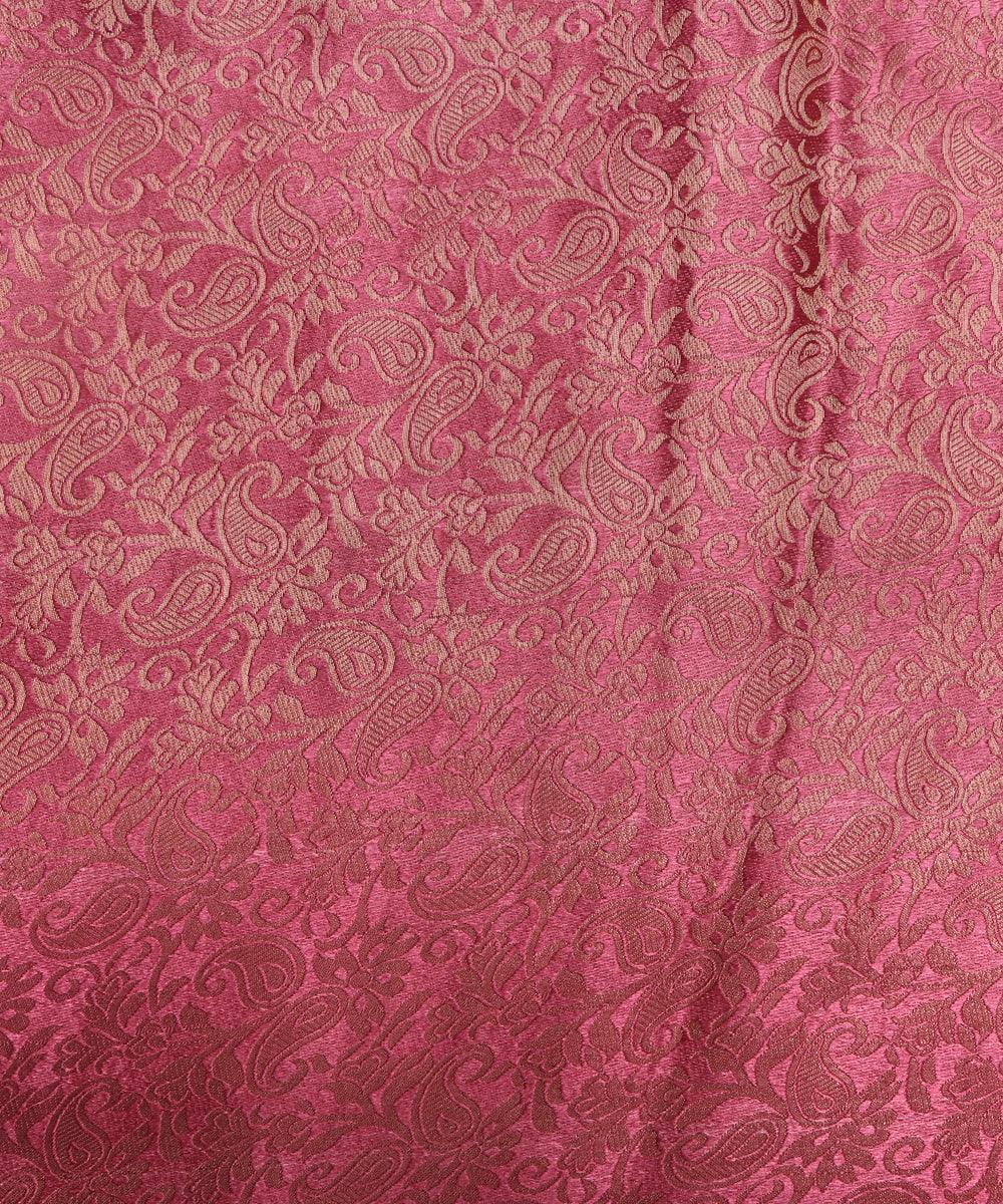 Rose Pink Colour Paisley Brocade Silk Fabric