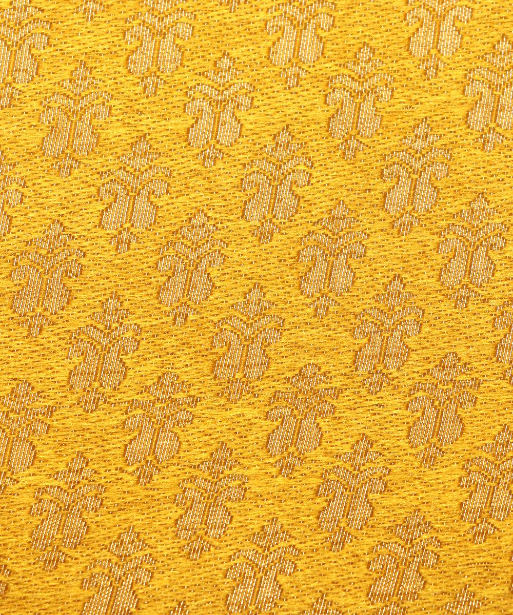 yellow floral pattern brocade silk fabric 1