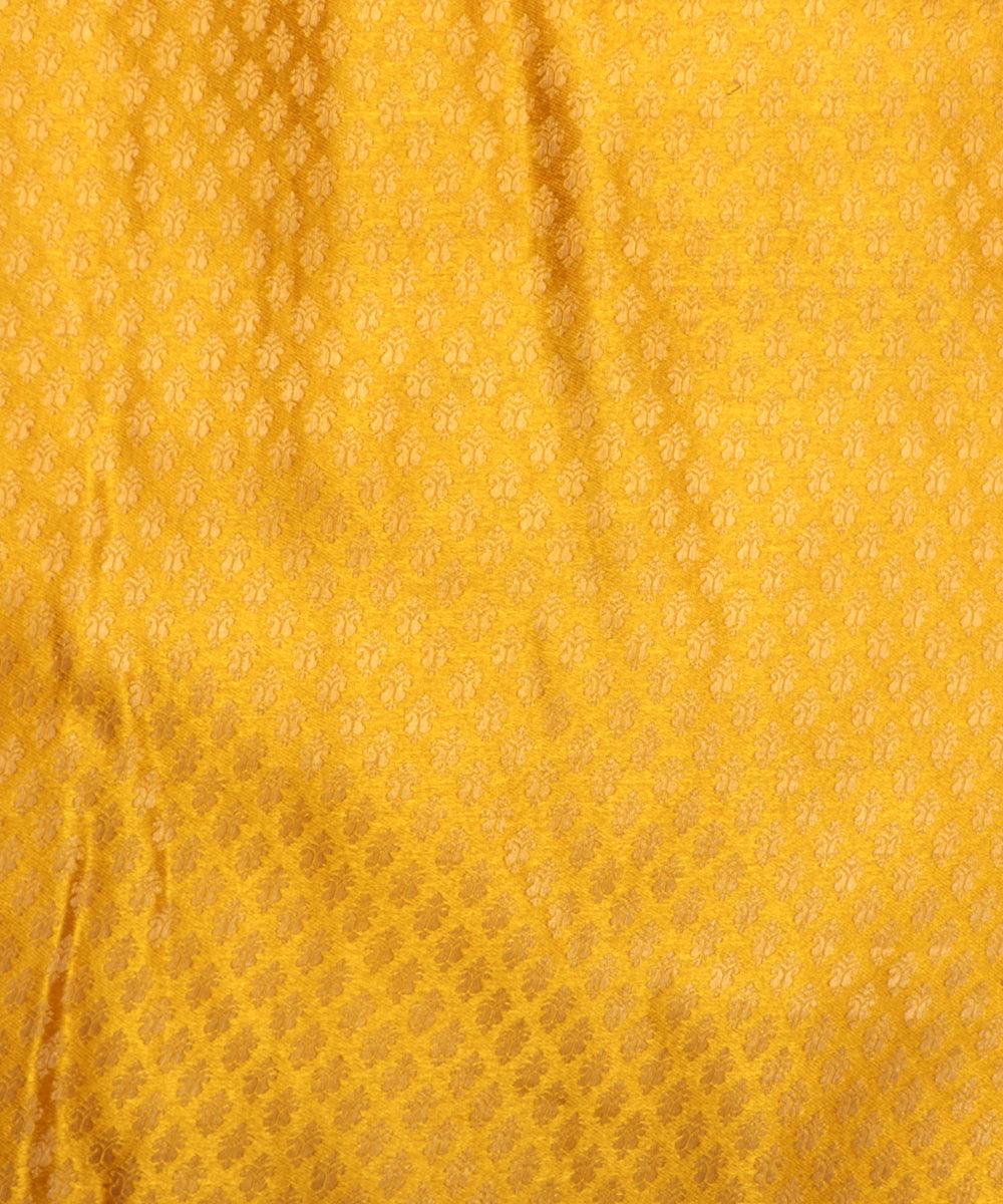 yellow floral pattern brocade silk fabric 1
