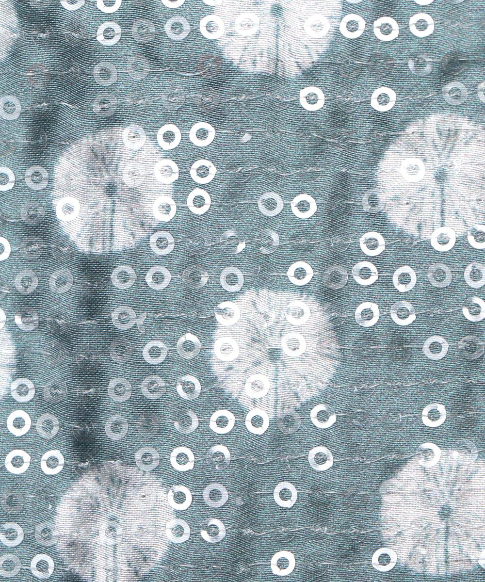 rust green shibori digital print sequin embroidery modal satin fabric
