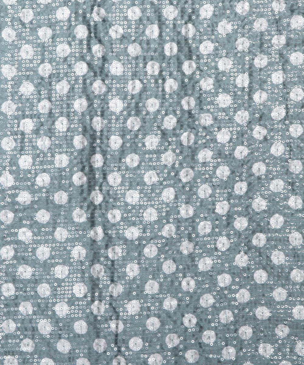 rust green shibori digital print sequin embroidery modal satin fabric