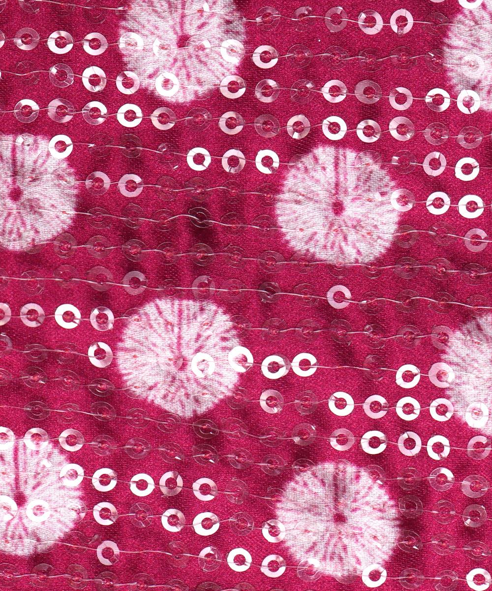 wine shibori digital print sequin embroidery modal satin fabric