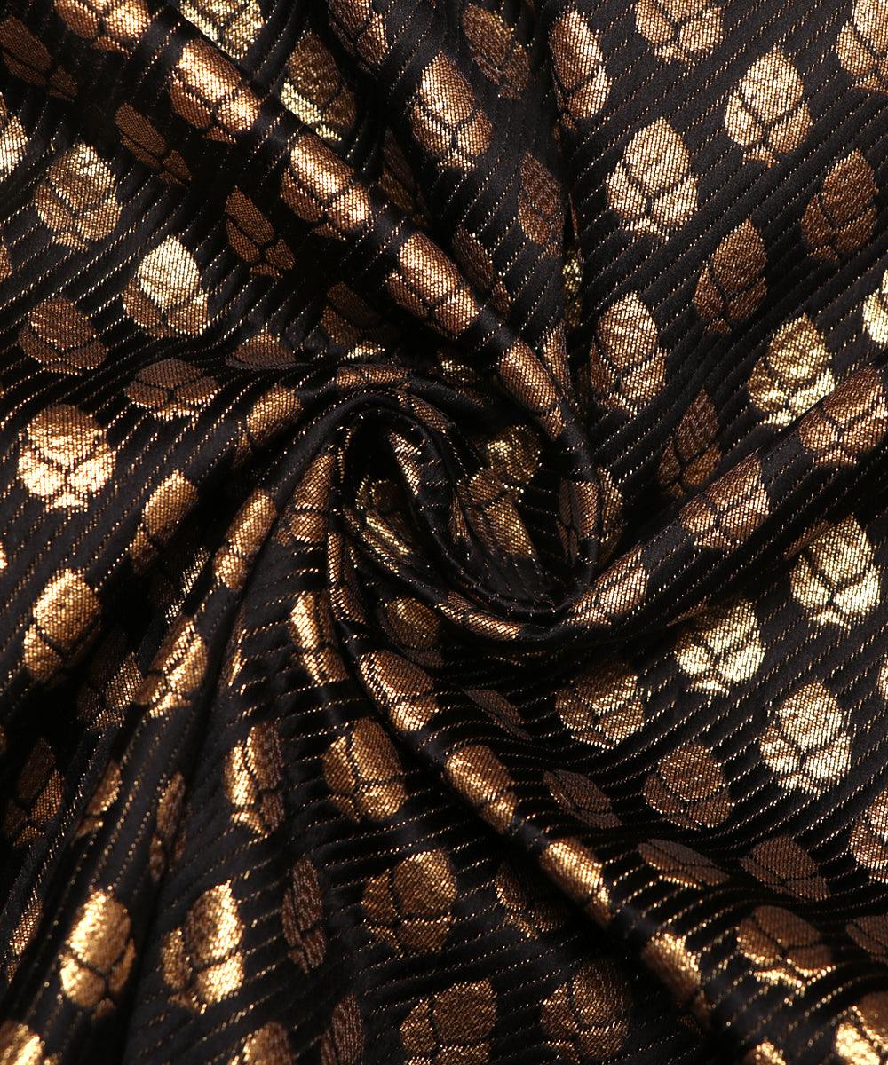 black plain brocade silk fabric