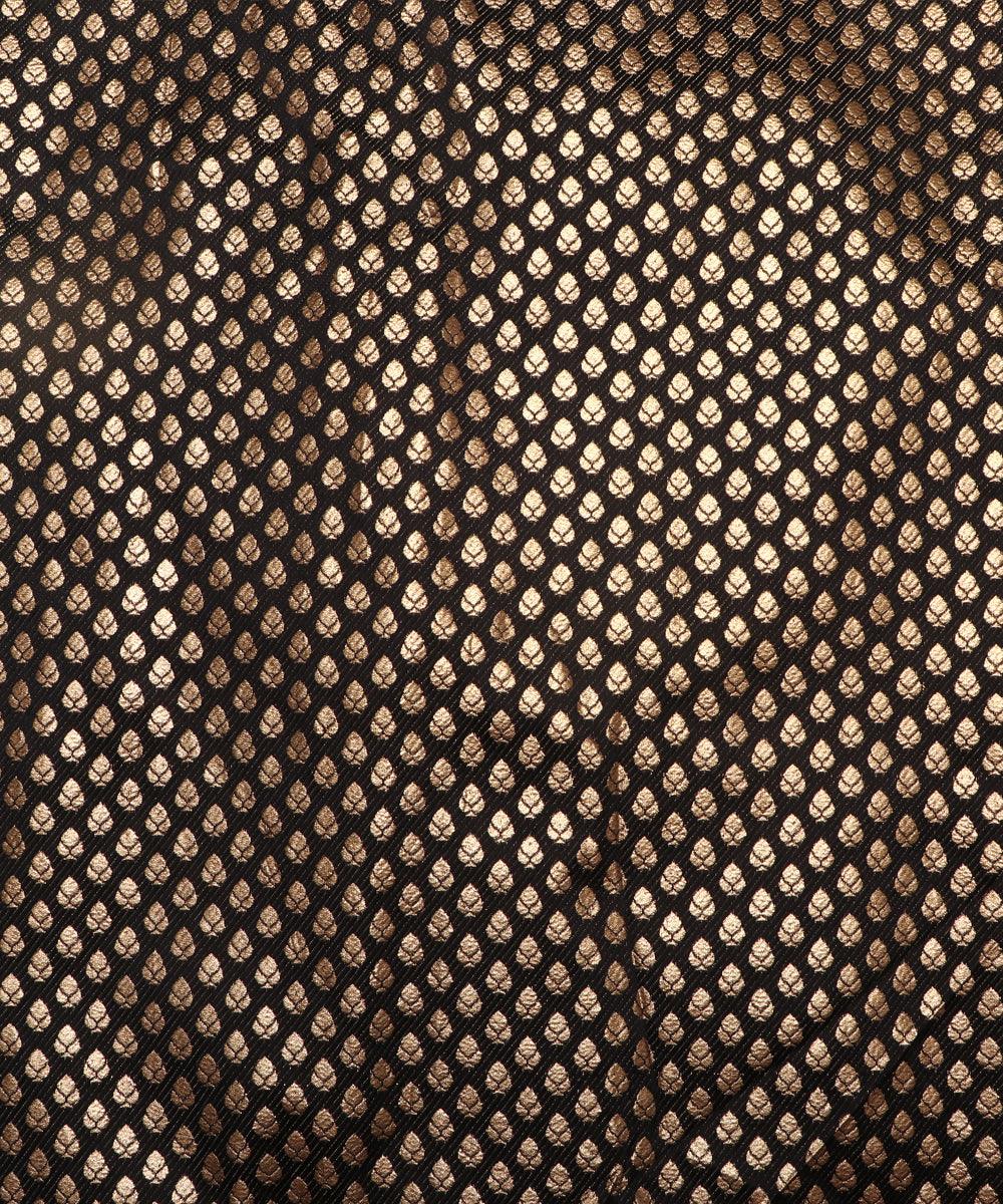 black plain brocade silk fabric