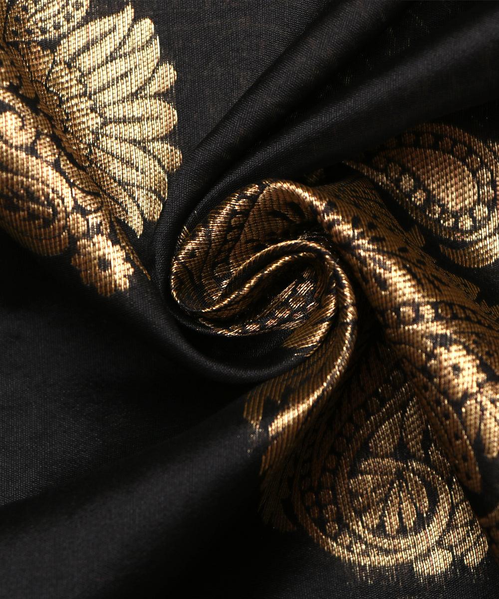 black and golden pot pattern brocade taffeta silk fabric b127 3503