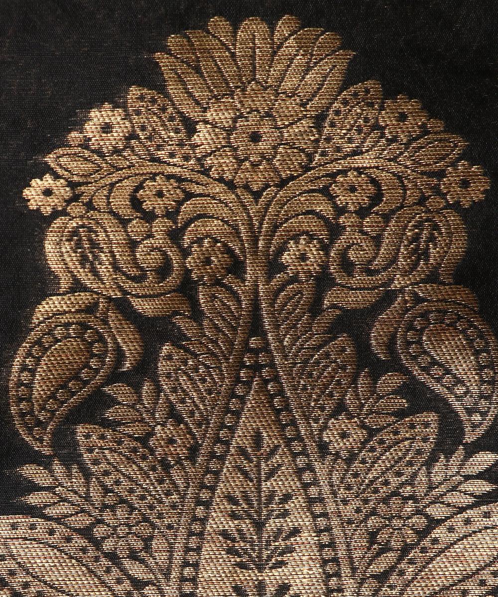 black and golden pot pattern brocade taffeta silk fabric b127 3503