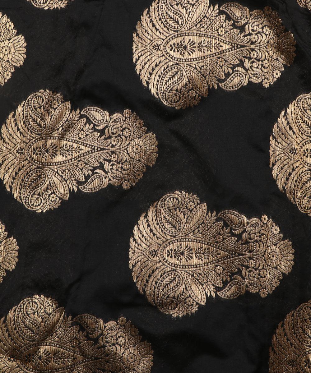 black and golden pot pattern brocade taffeta silk fabric b127 3503