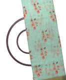 Light Green Colour Digital Floral Printed Zari Border Doria Jute Fabric