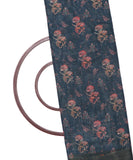 Teal Blue Colour Digital Floral Printed Zari Border Doria Soft  Jute Fabric