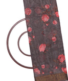 Grey Colour Digital Floral Printed Zari Border Doria Jute Fabric