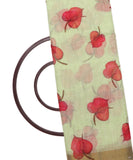 Mint Green Colour Digital Print Floral Printed Zari Border Doria Soft Jute Fabric