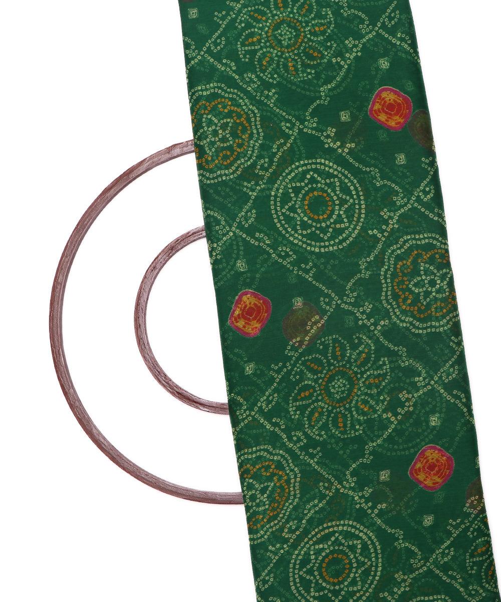green bandhani print chiffon fabric