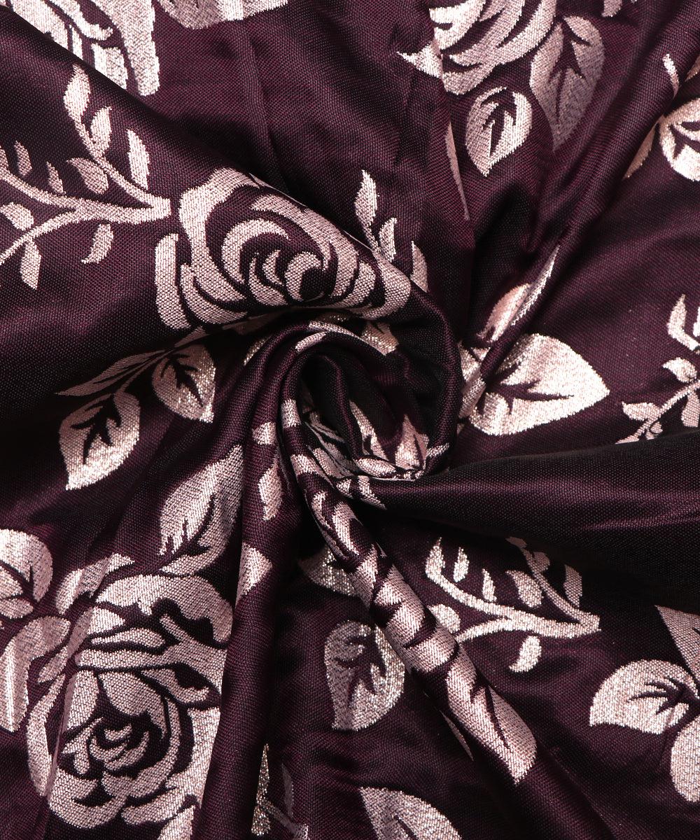 wine and golden floral pattern brocade lycra fabric b127 3459