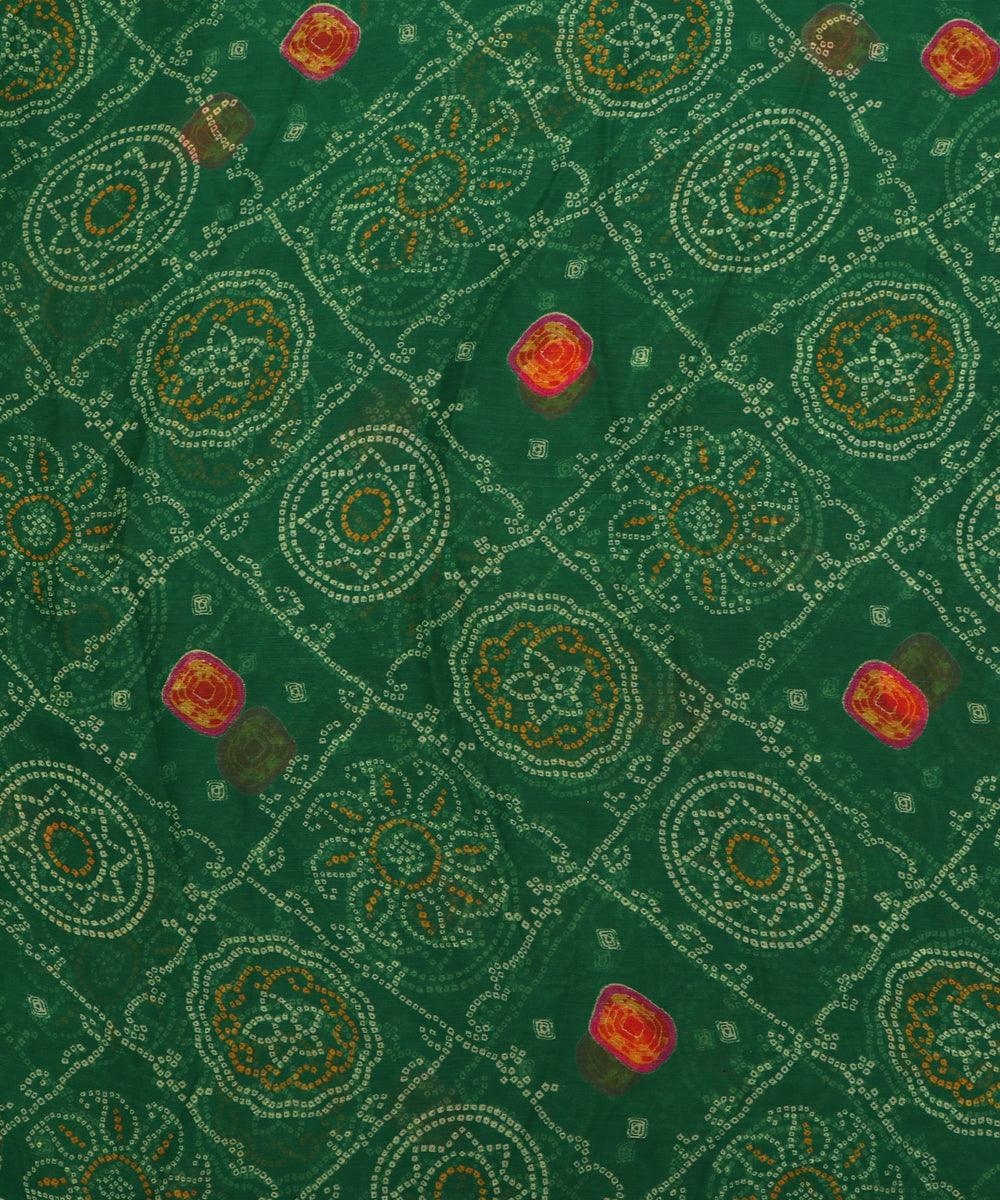 green bandhani print chiffon fabric