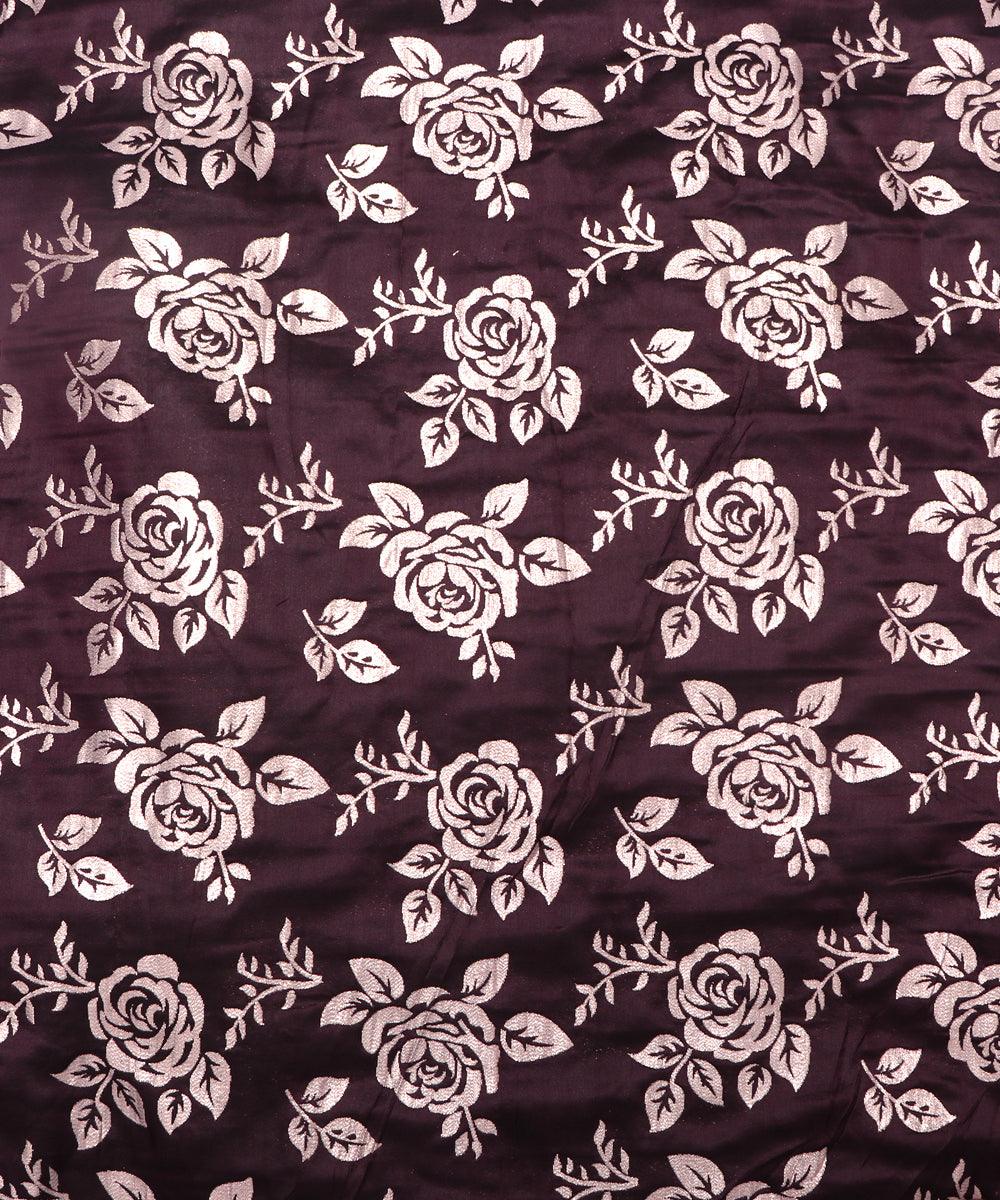 wine and golden floral pattern brocade lycra fabric b127 3459