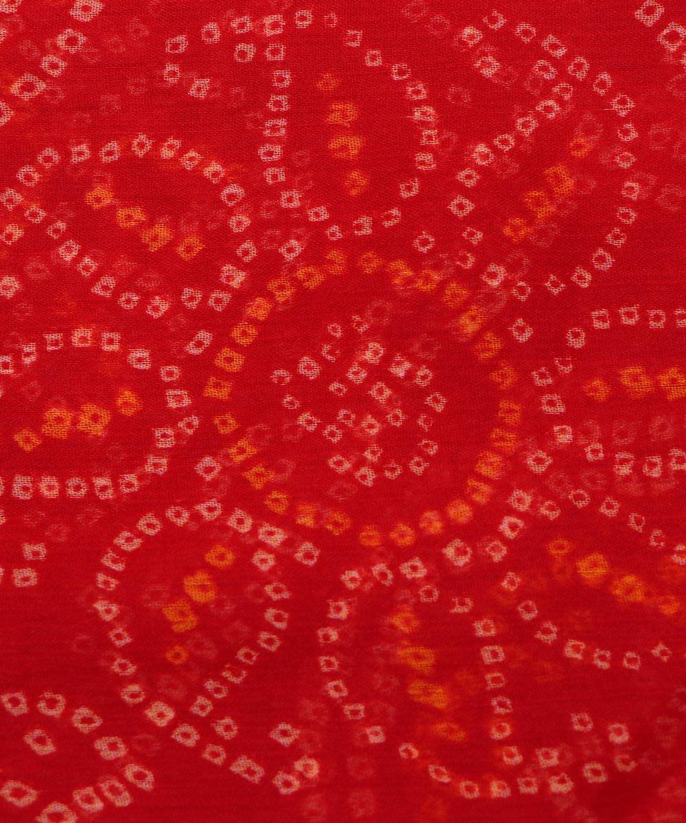 red bandhani print chiffon fabric