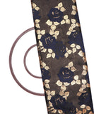 Navy Blue Colour Floral Pattern Brocade Lycra Fabric