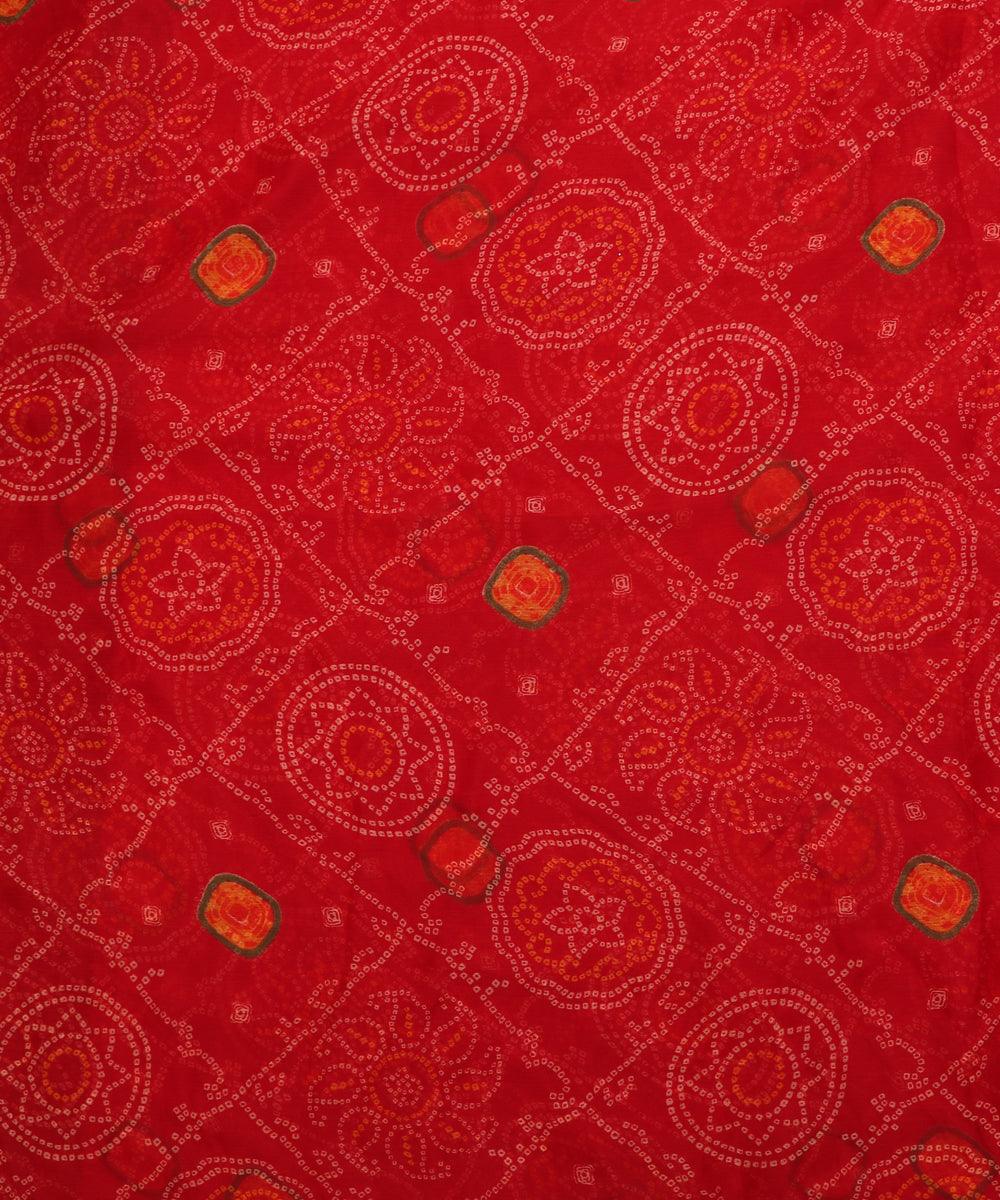 red bandhani print chiffon fabric