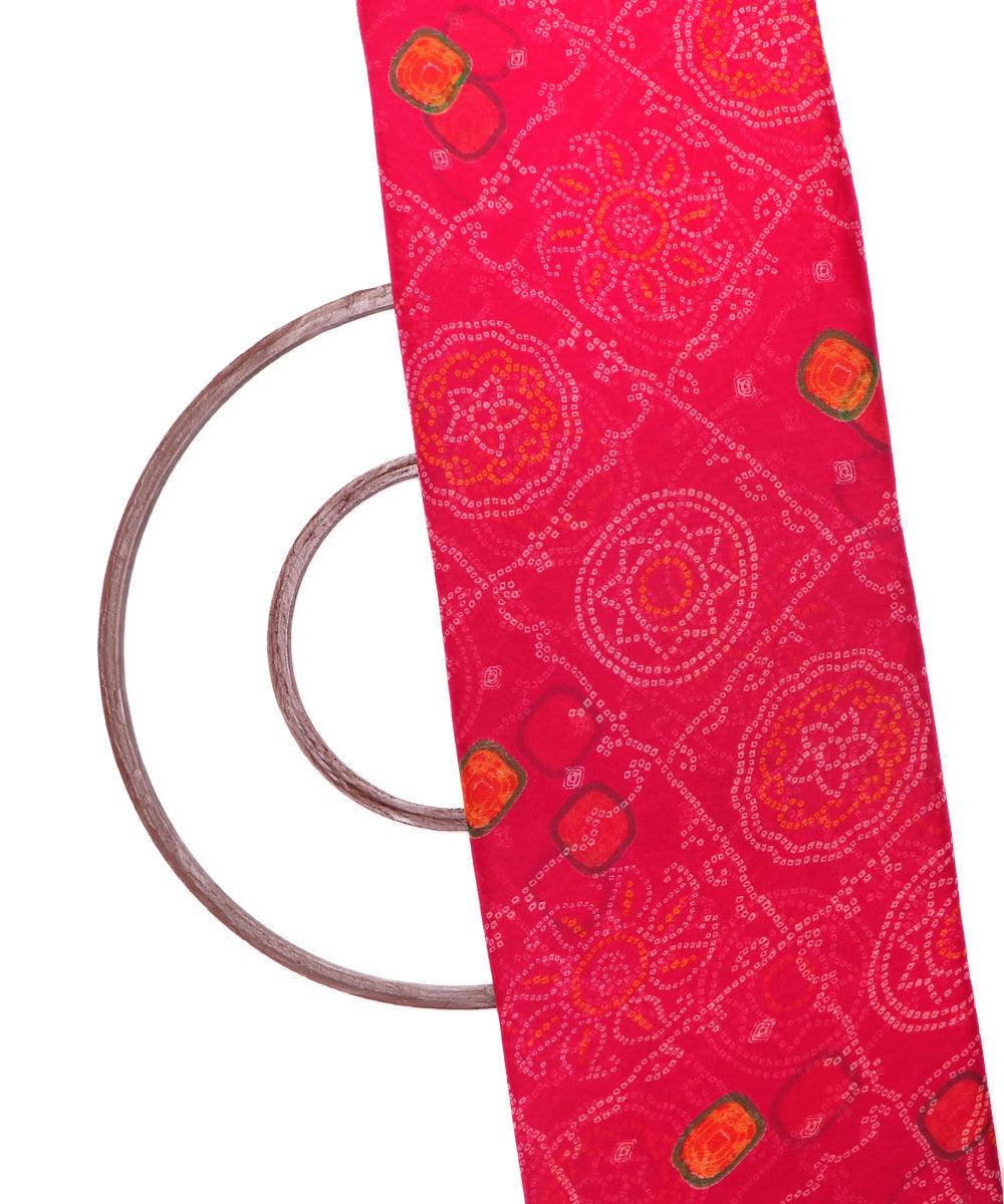 pink bandhani print chiffon fabric
