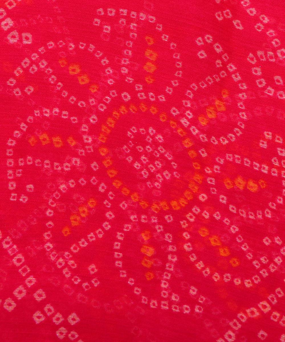 pink bandhani print chiffon fabric
