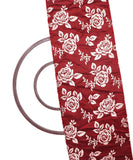 Red Colour Floral Pattern Brocade Lycra Fabric