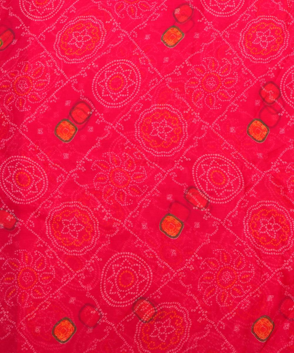 pink bandhani print chiffon fabric