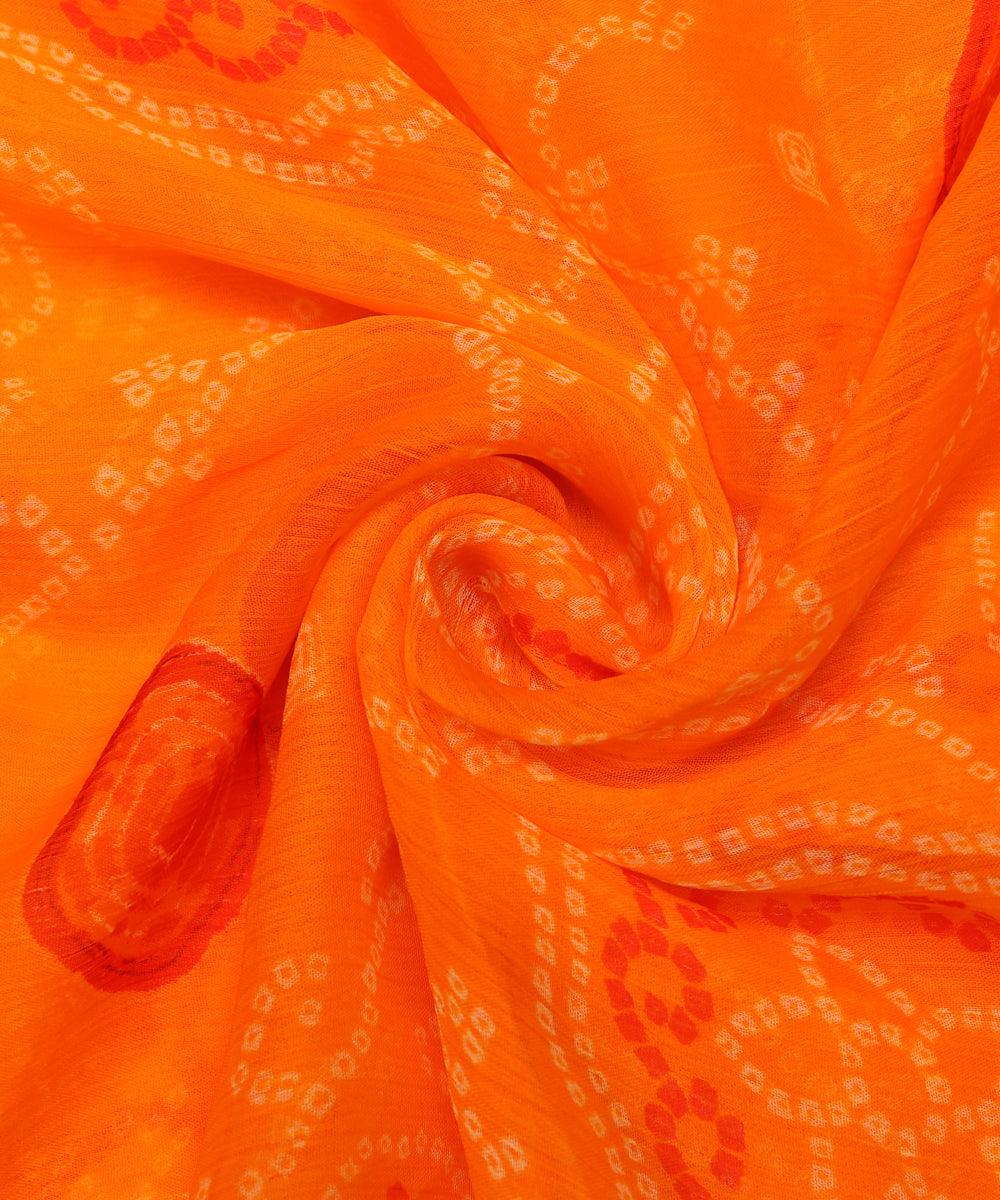 yellow bandhani print chiffon fabric