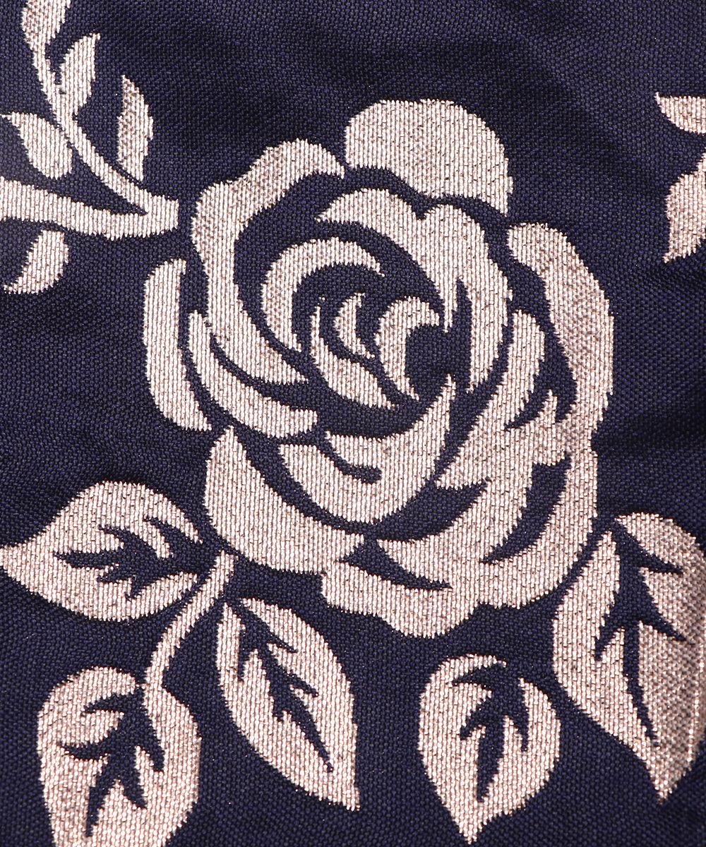 blue and golden floral pattern brocade lycra fabric b127 3455