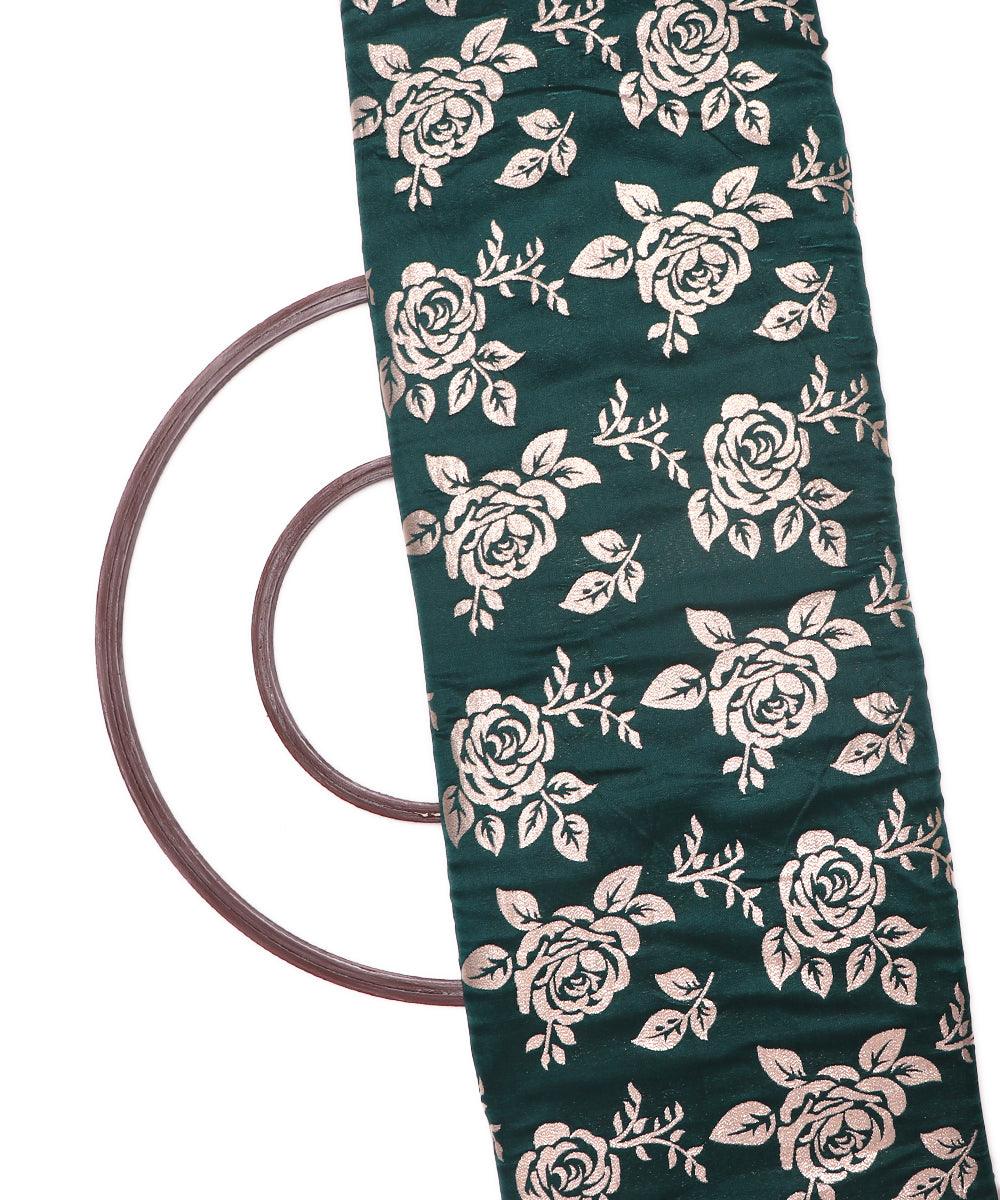 green and golden floral pattern brocade lycra fabric b127 3457