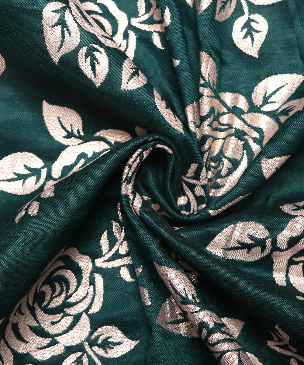 green and golden floral pattern brocade lycra fabric b127 3457