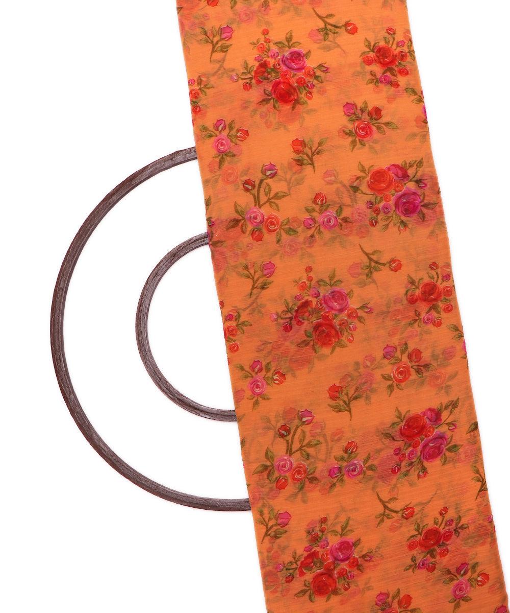 light orange floral print chiffon fabric