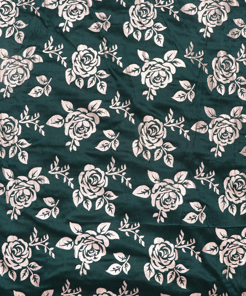 green and golden floral pattern brocade lycra fabric b127 3457