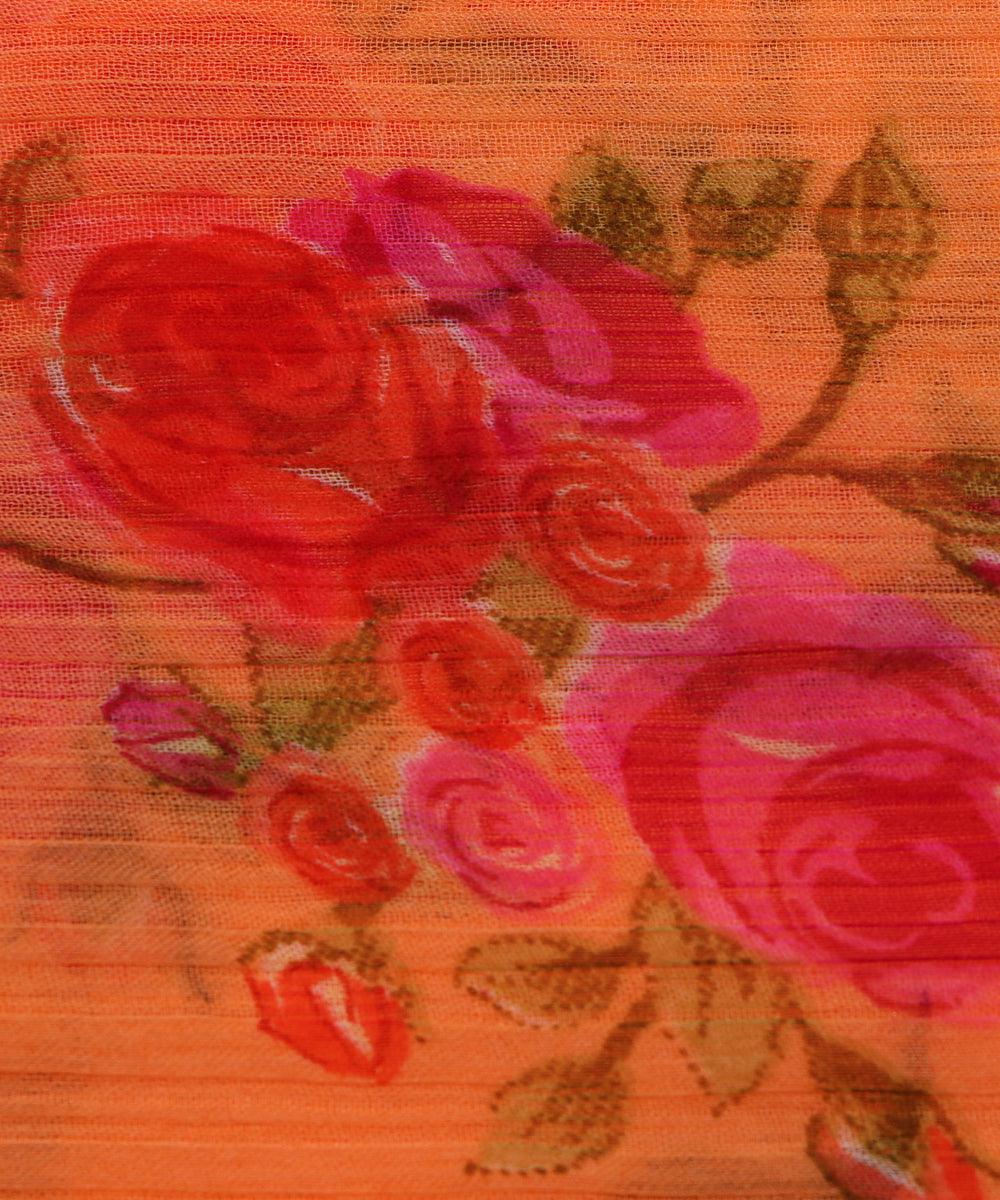 light orange floral print chiffon fabric