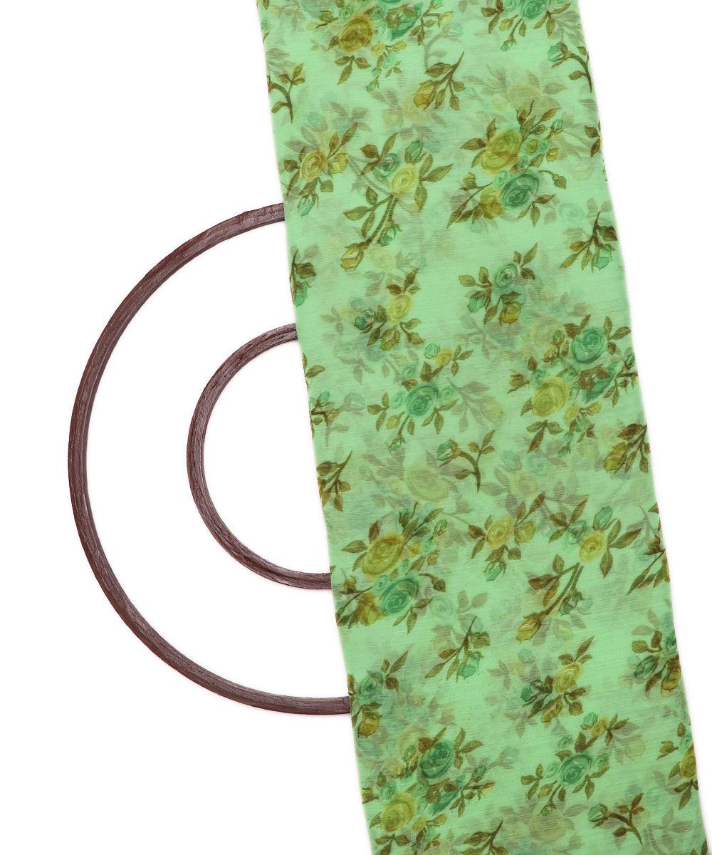 light green floral print chiffon fabric