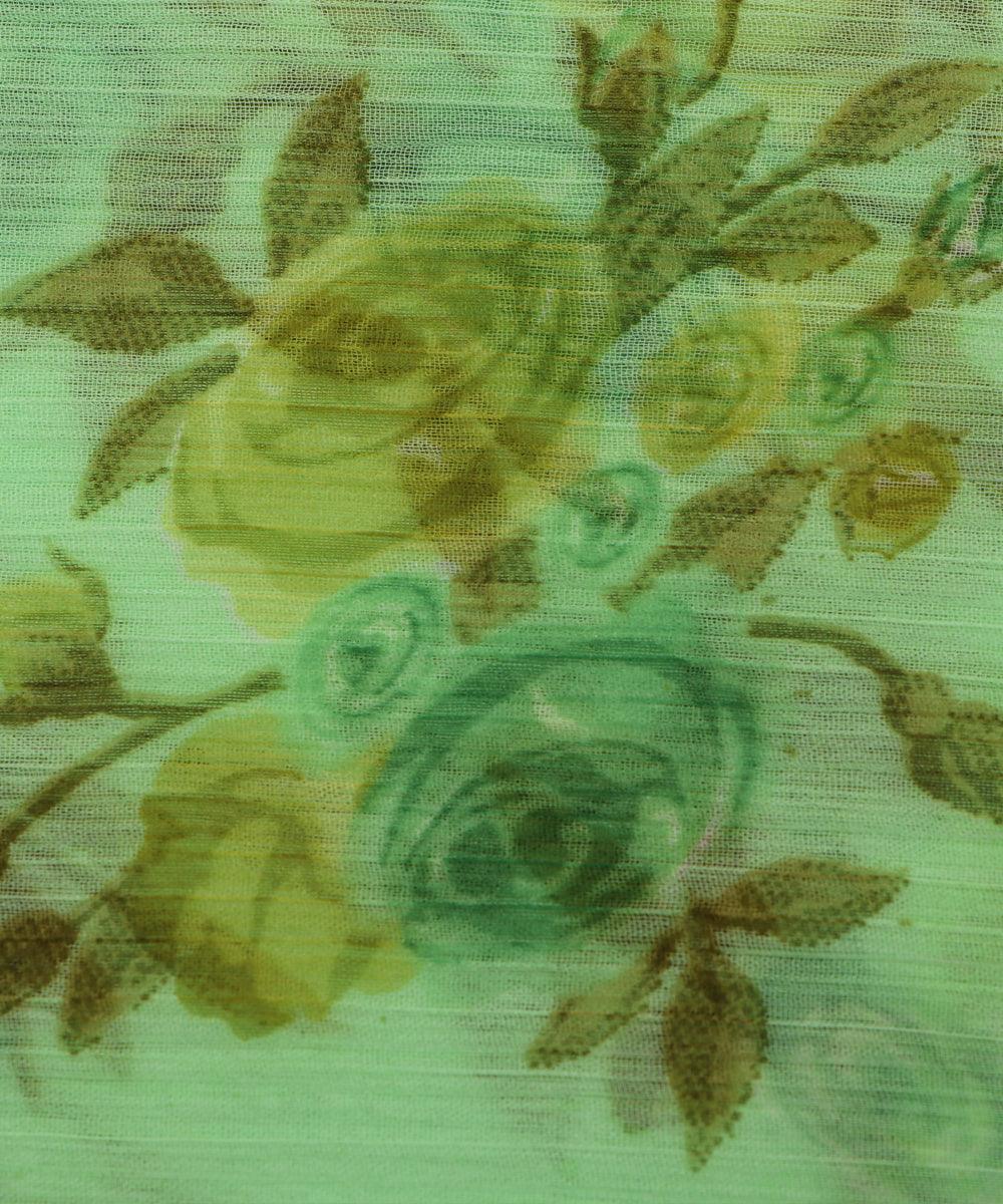 light green floral print chiffon fabric