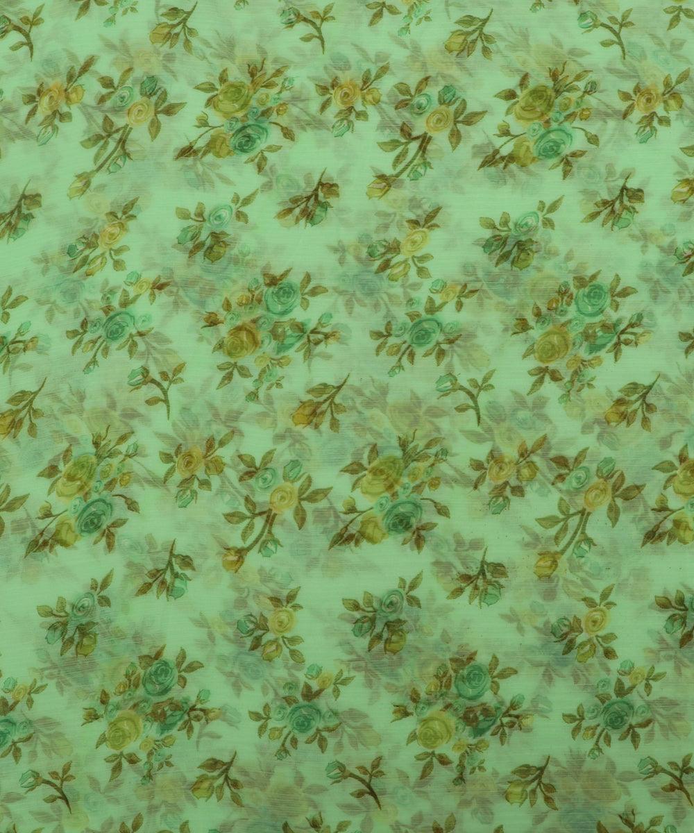 light green floral print chiffon fabric