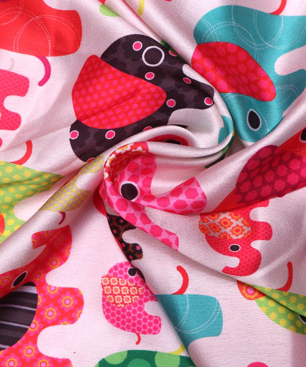 light pink kids print satin fabric