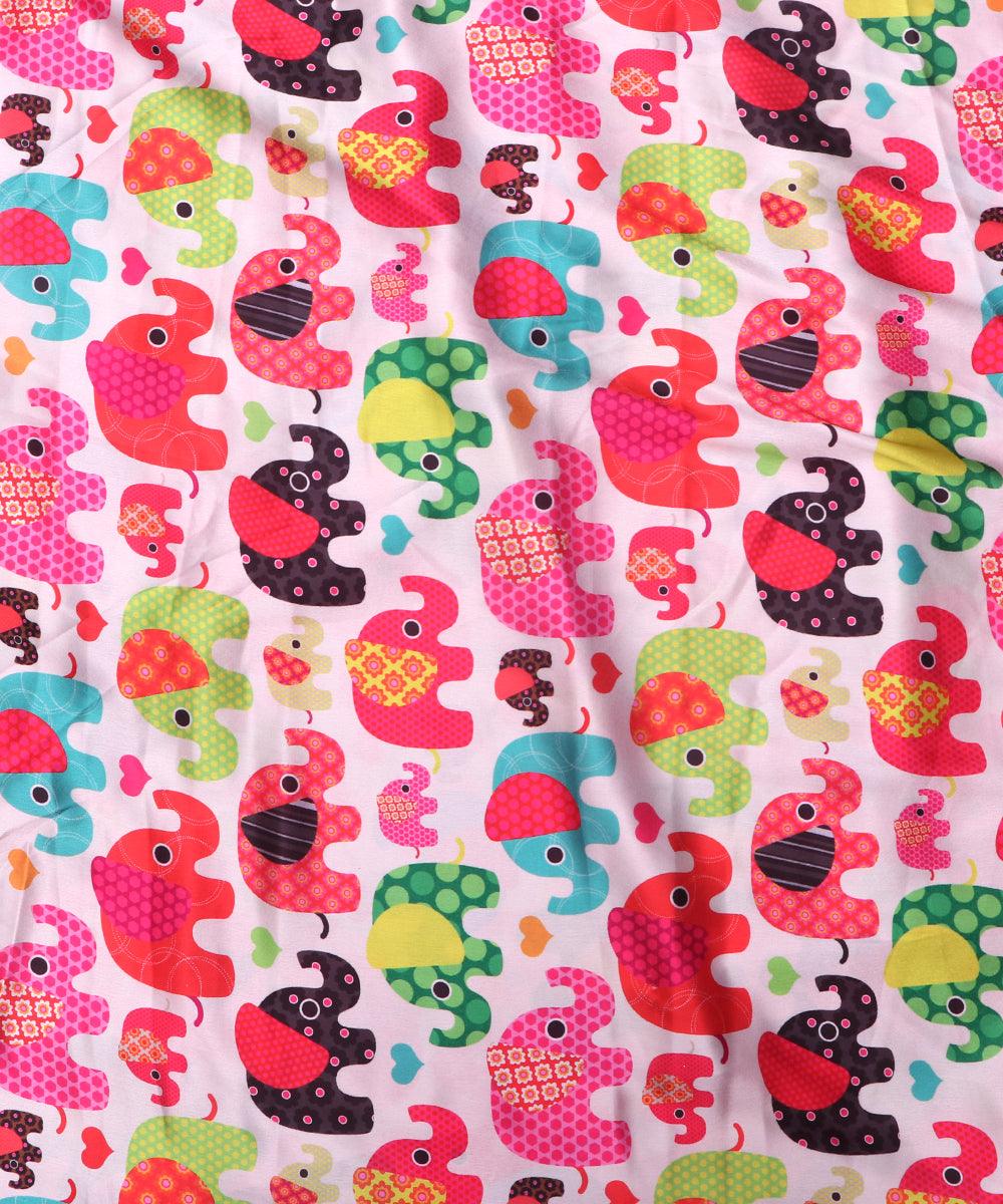 light pink kids print satin fabric