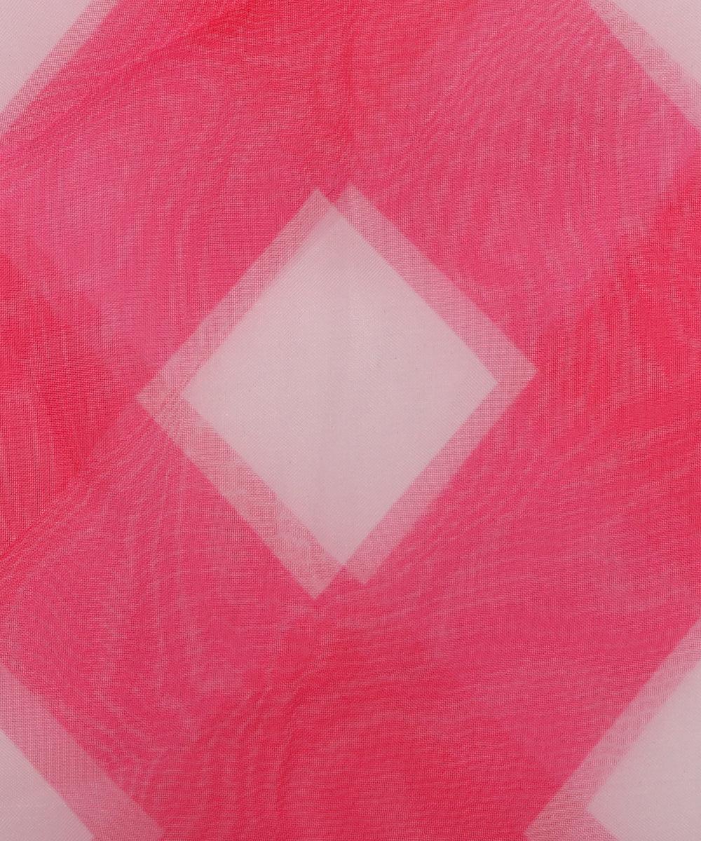 pink color zig zag pattern organza fabric