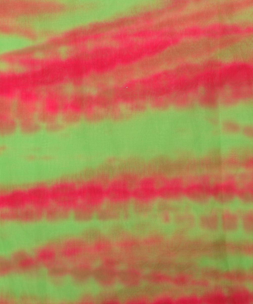 green color shibori pattern organza fabric