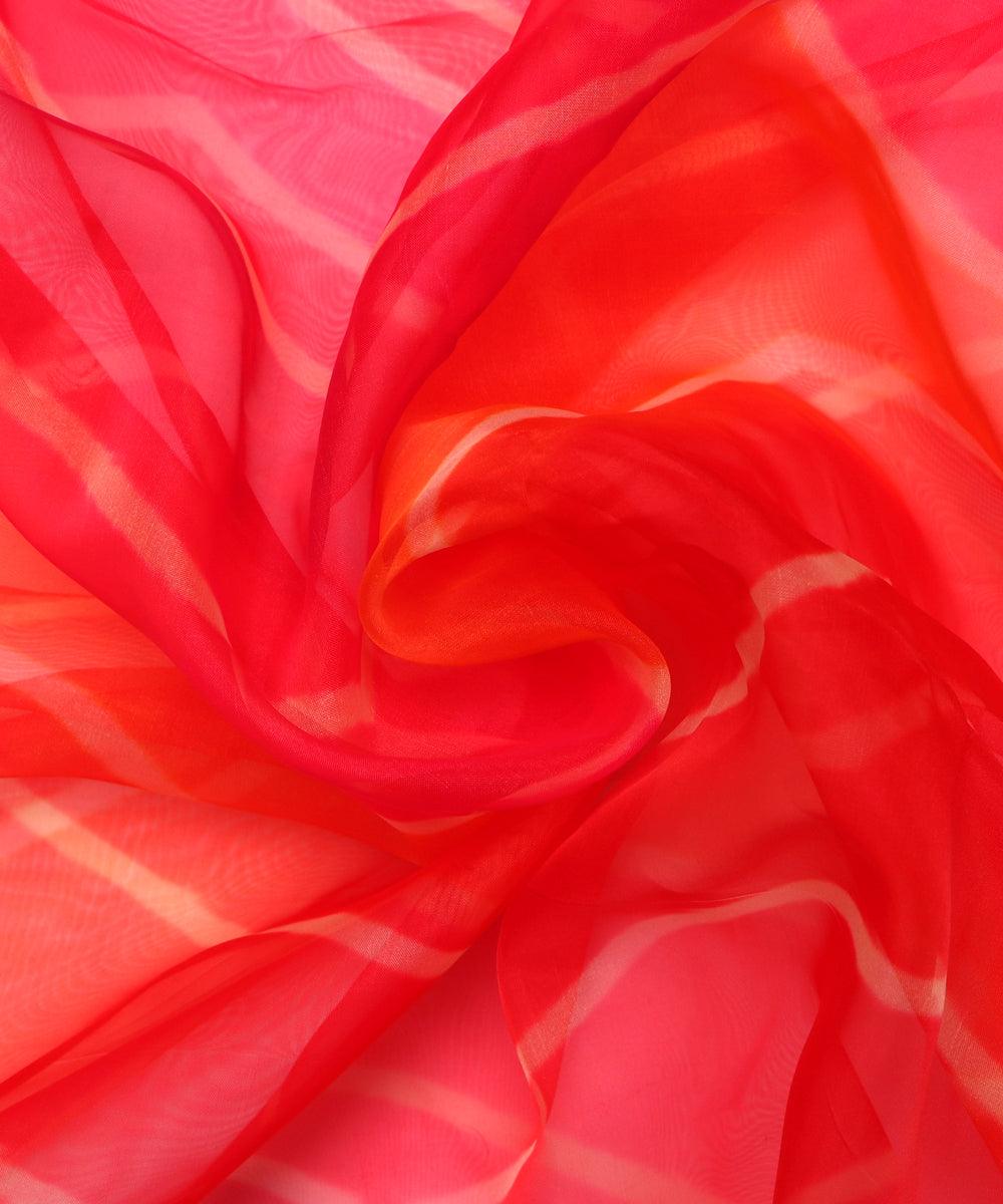 red color zig zag pattern organza fabric