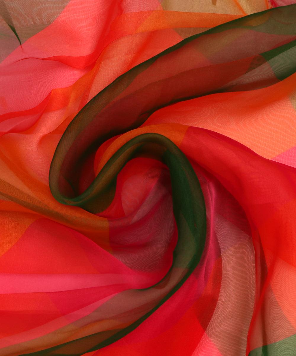 multicolor color stripe pattern organza fabric