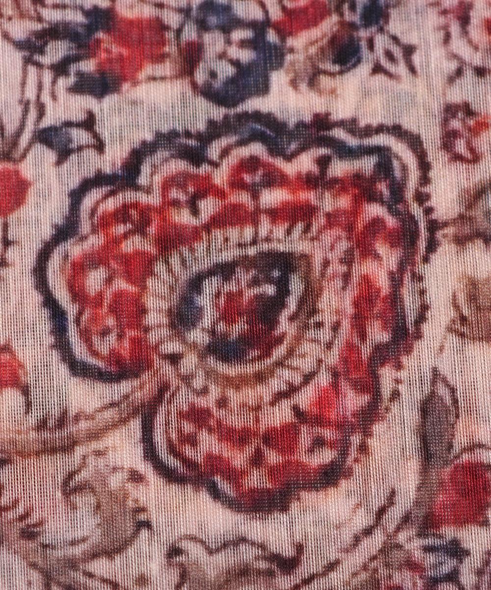 white color kalamkari print chanderi fabric