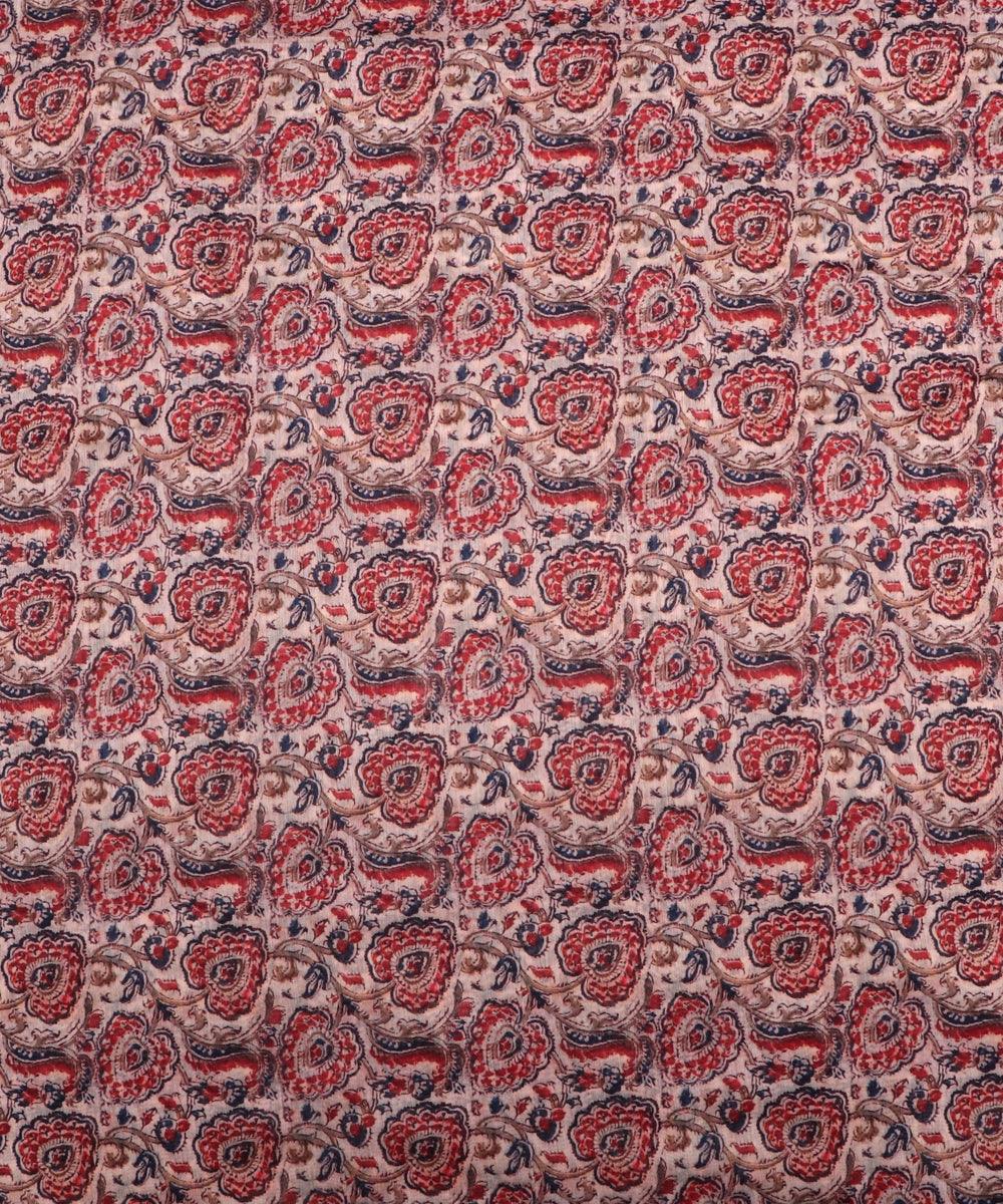 white color kalamkari print chanderi fabric
