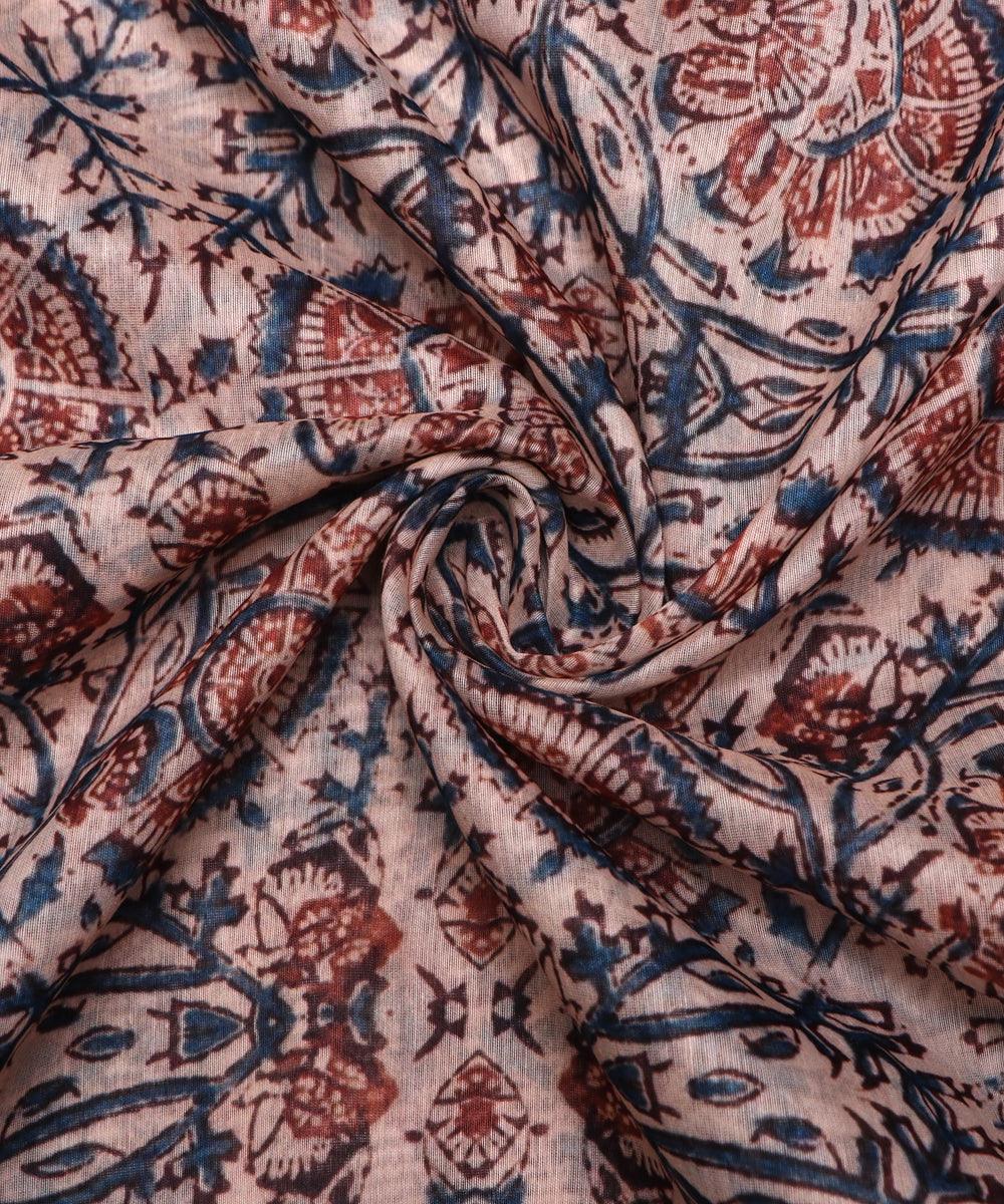 white color kalamkari print chanderi fabric 1