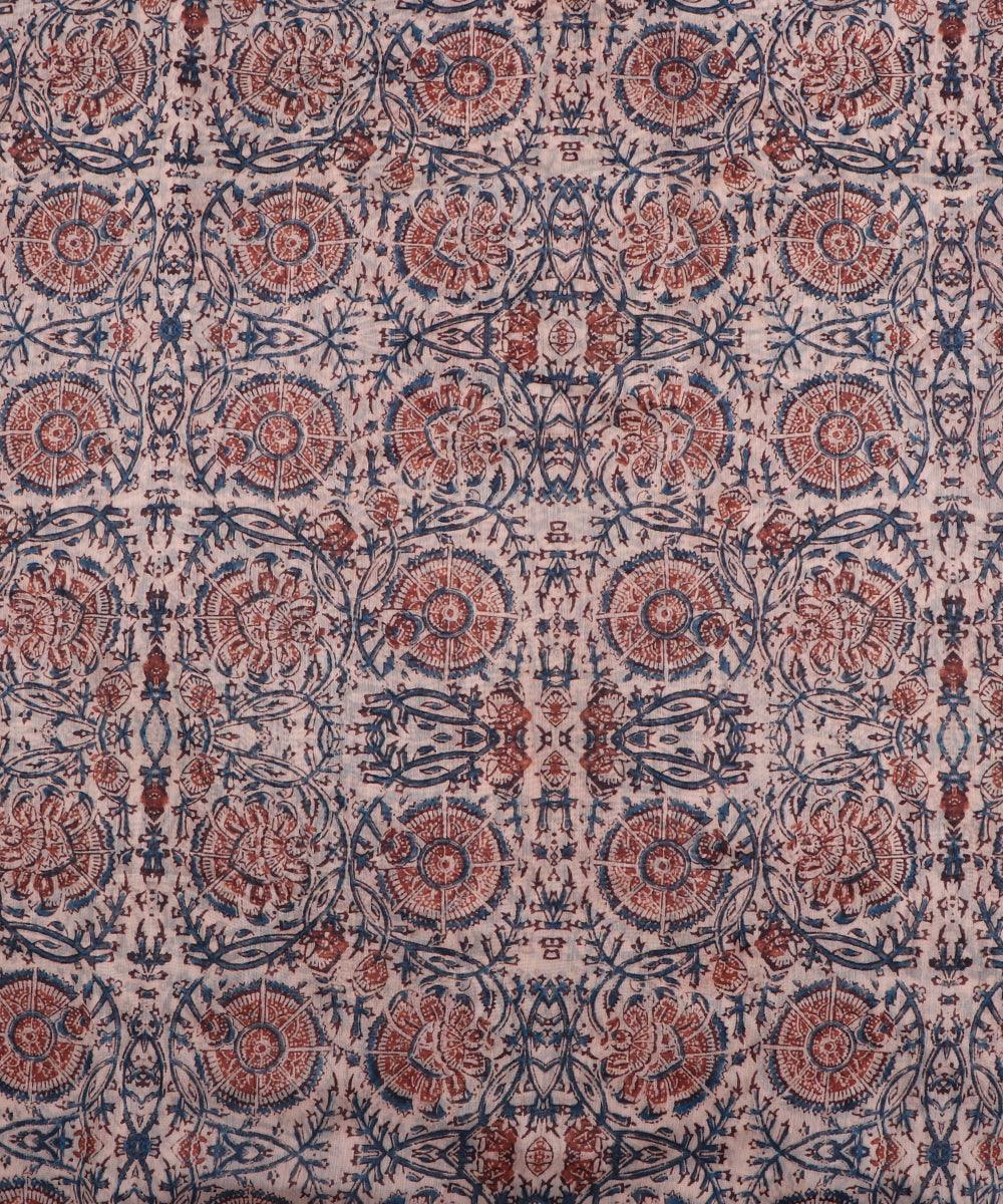 white color kalamkari print chanderi fabric 1