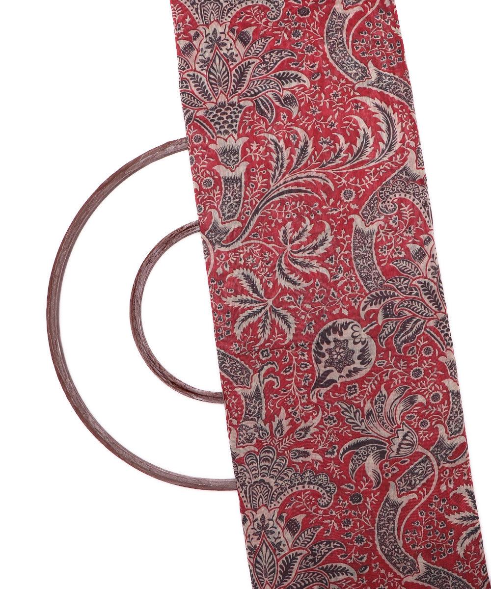 red color kalamkari print chanderi fabric