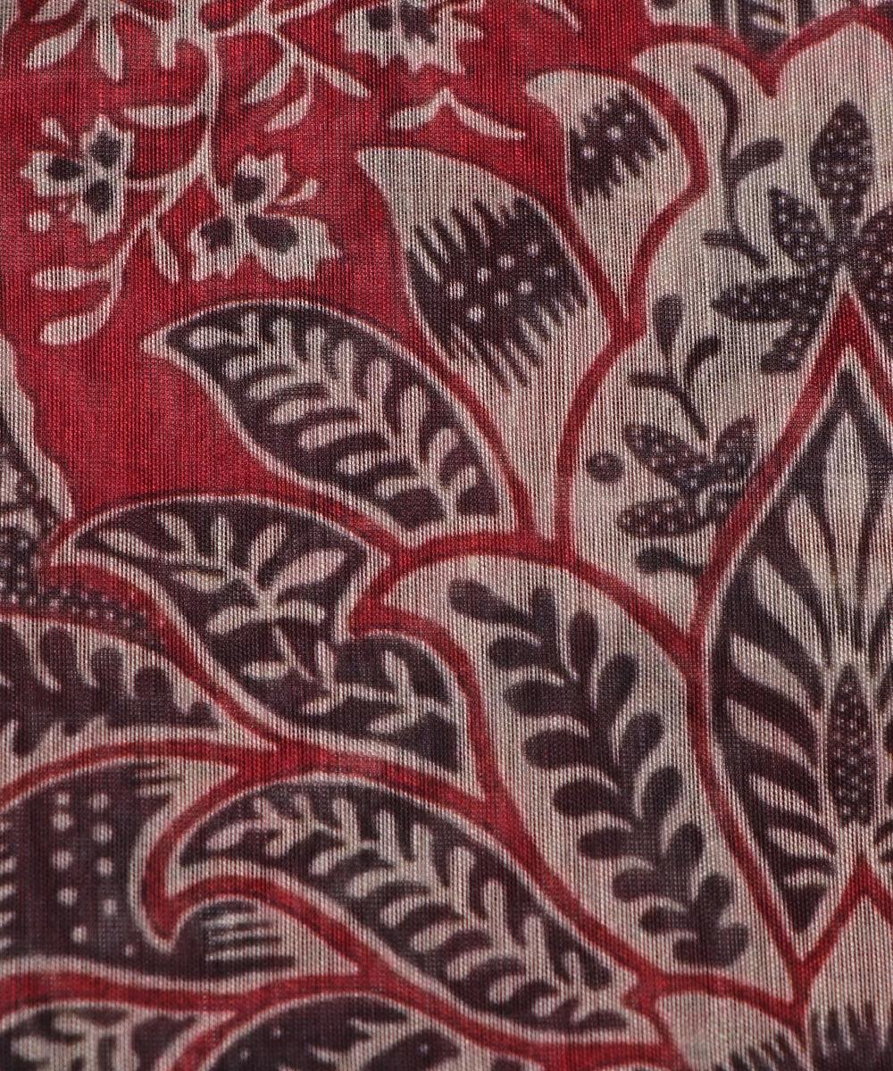 red color kalamkari print chanderi fabric
